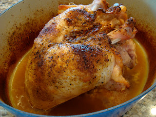 Finished Roasted Turkey browned in large dutch oven