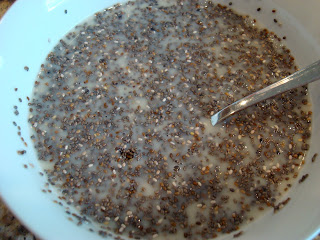 Spoon stirring Holiday Peppermint Chia Seed Pudding