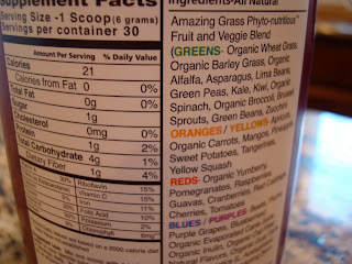 Supplement Facts on Amazing Grass Kidz SuperFood container