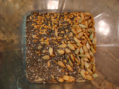 Chia, Flax and Sunflower Seeds in blender