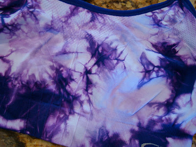 Close up of purple Tie-Dyed sports bra