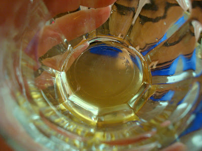 Close up inside glass of kombucha