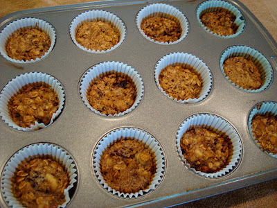 Vegan Gluten Free Cinnamon Raisin Banana Oatmeal Muffins right out of oven