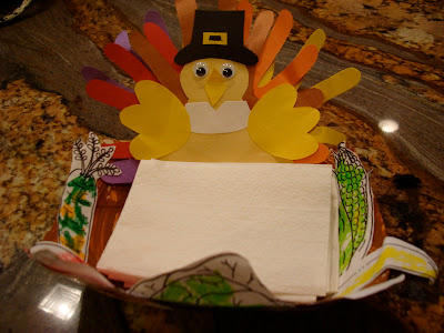 Close up of homemade thanksgiving napkin holder