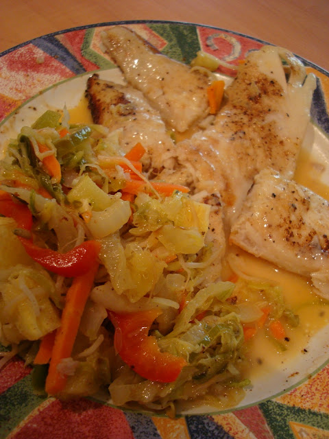 Caribbean Citrus & Veggie Stir Fry with cooked fish