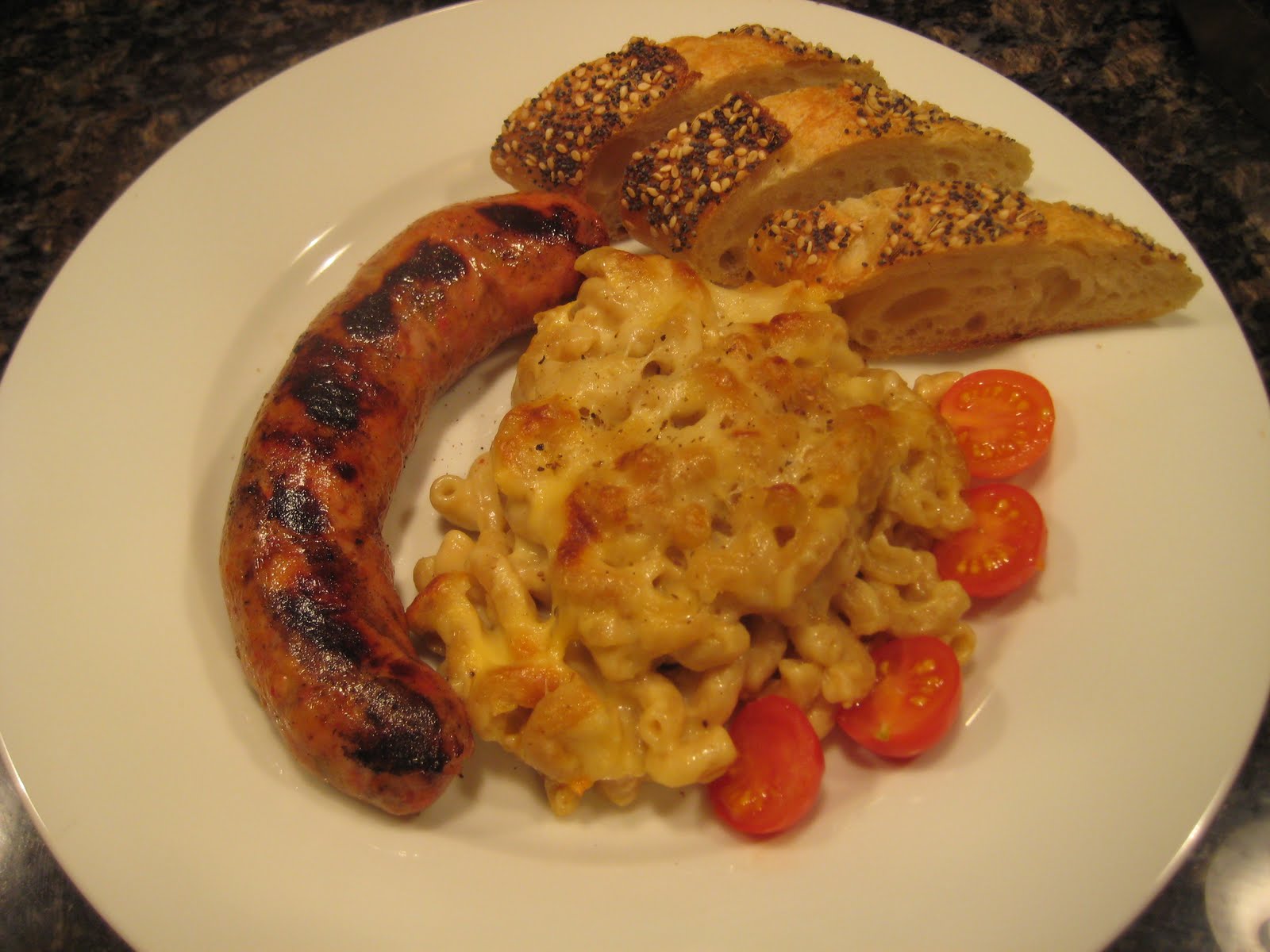 Dinner with the Welches Mac n Cheese with Grilled Chicken Jalapeno Sausages