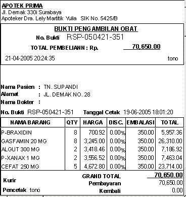 Fendi Software Contoh Kwitansi Transaksi Resep Apotek