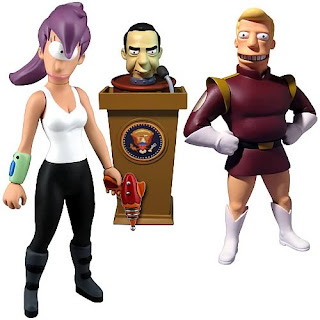 Branigan, Lila y el presidente Nixon, juguetes de Futurama