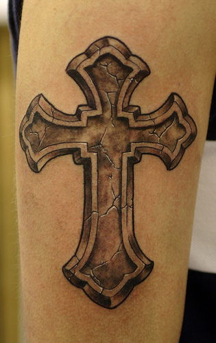 Cross Tattoo On Calf. dresses cross tattoos with