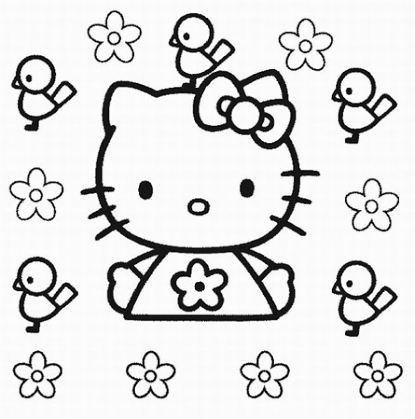 Hello Kitty Printable Coloring Pages Flowers