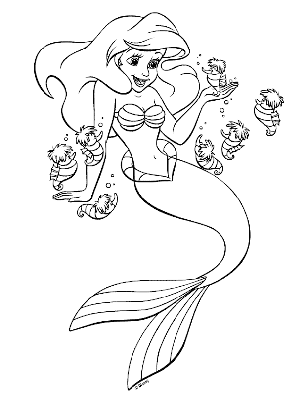 Litle Mermaid princess Coloring Pages title=