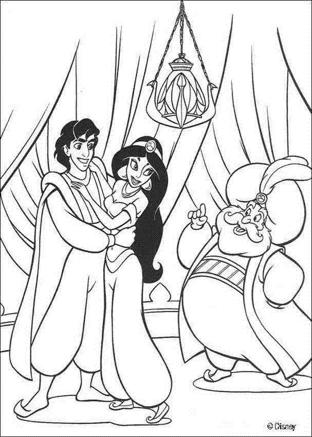 Coloring Pages Aladdin and Princess Jasmine   Colorful Cartoon