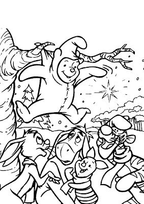Coloring Pages Online Disney Cartoon Winnie The Pooh Christmas Coloring Pages