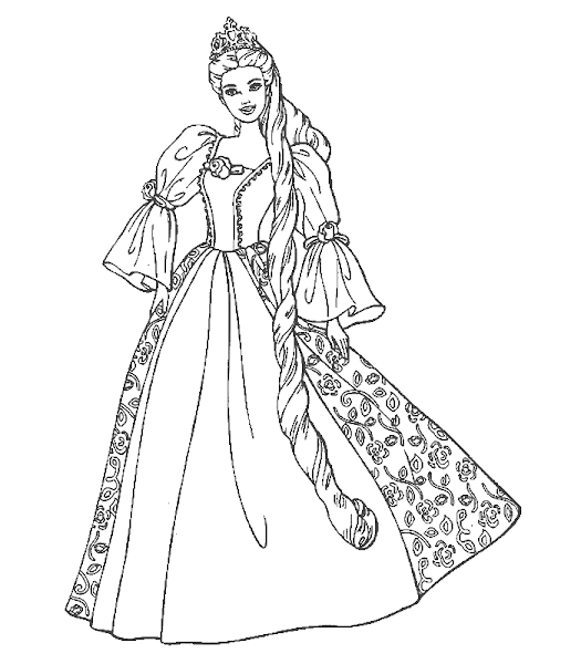 Disney Princess Barbie Coloring Page
