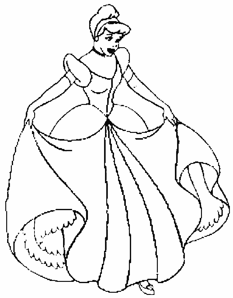 Disney Princess Cinderella and Her Gown Coloring Pages