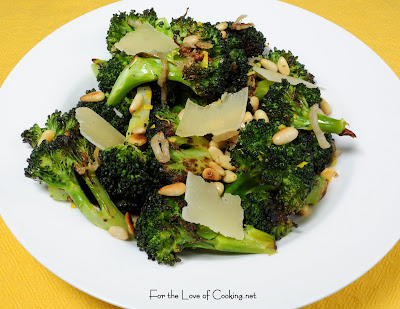 Roasted Broccoli with Shallots, Pine Nuts and Parmesan