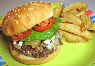 Hamburgers with Feta and Caramelized Onions