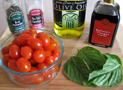 Roasted Grape Tomatoes with Fresh Basil and Balsamic Vinegar