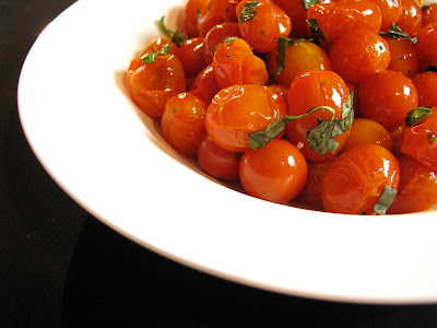 Roasted Grape Tomatoes with Fresh Basil and Balsamic Vinegar