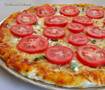 Tomato, Basil, Feta and Garlic Pizza