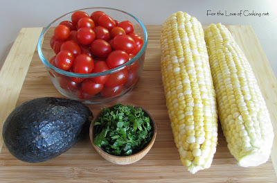 Grilled Corn, Avocado and Tomato Salad with Honey Lime Dressing