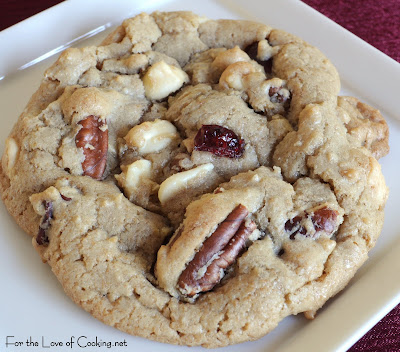 White Chocolate, Pecan, and Craisin Cookies