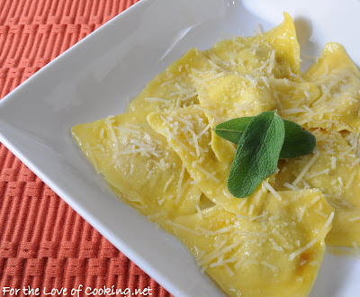 Butternut Squash Ravioli with a Butter Sage Sauce and Parmesan Cheese