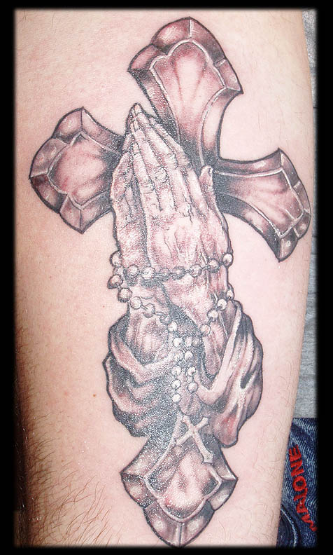 praying hands rosary tattoo. Another rosary tattoo on ankle