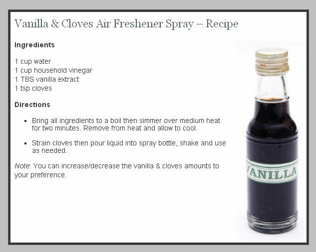 Air Freshener Spray Recipe Vanilla and Cloves Content in a Cottage