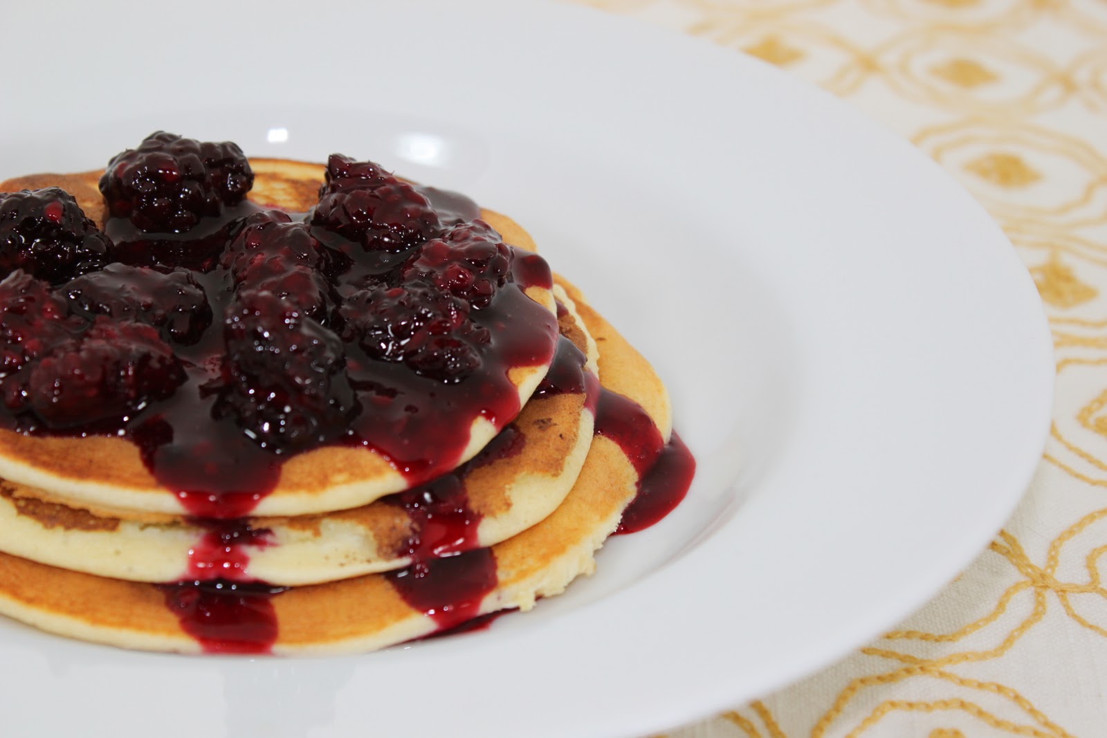Dalia's Delights Lemon Ricotta Pancakes with Blackberry Sauce