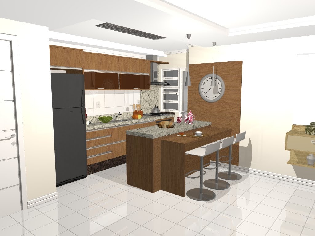 #A1682A Designer de Interiores: Cozinha By Franciele 1024x768 px Projeto Cozinha Integrada #2577 imagens