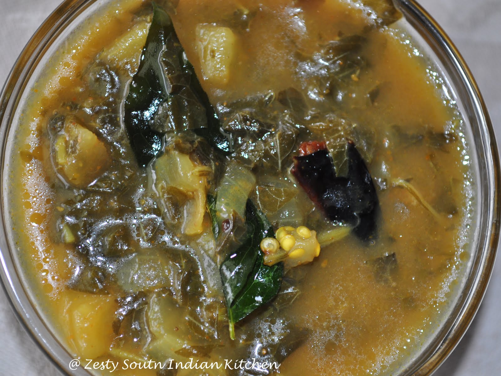 Cheera pulinkari /Spinach in tamarind gravy Zesty South Indian Kitchen