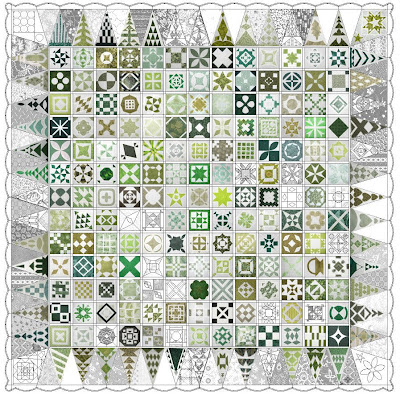 Robin's Jane Stickle progress - 199 blocks