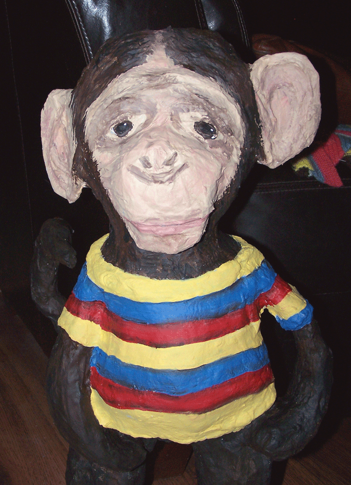 Doll Threads and Clay Whimsical Paper Mache Carnival Monkey