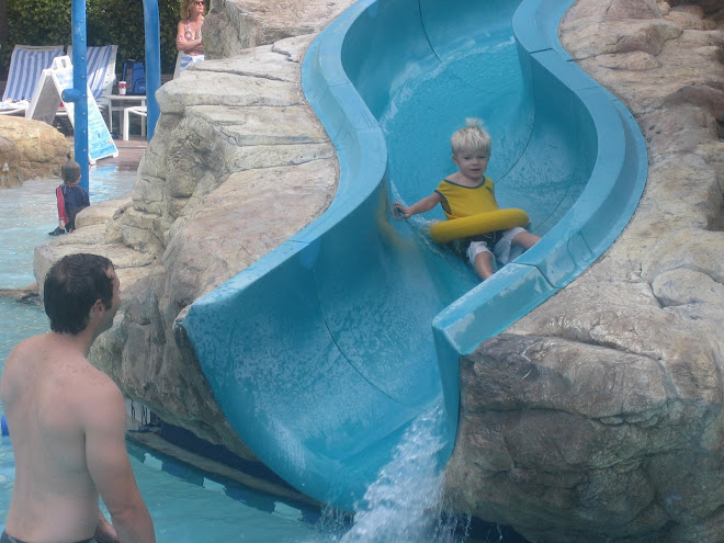 Kolton loved the slide and the pool he cried when we had to go