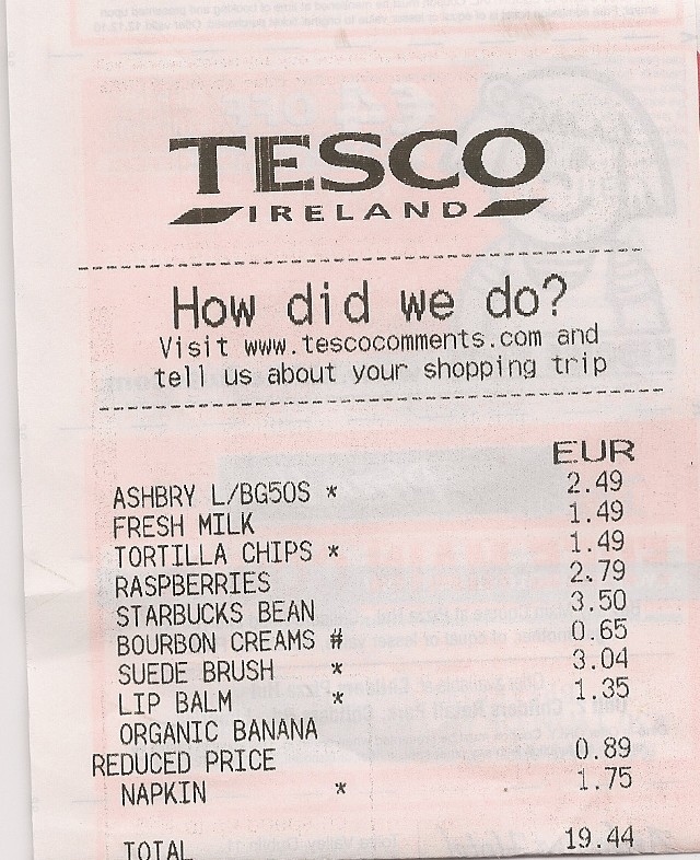 take one family shopping receipts