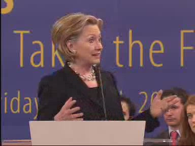 HRC Secretary of State town hall EU parliament Brussels Belgium