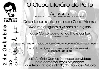 Celebrar o Zeca no Clube Literário do Porto