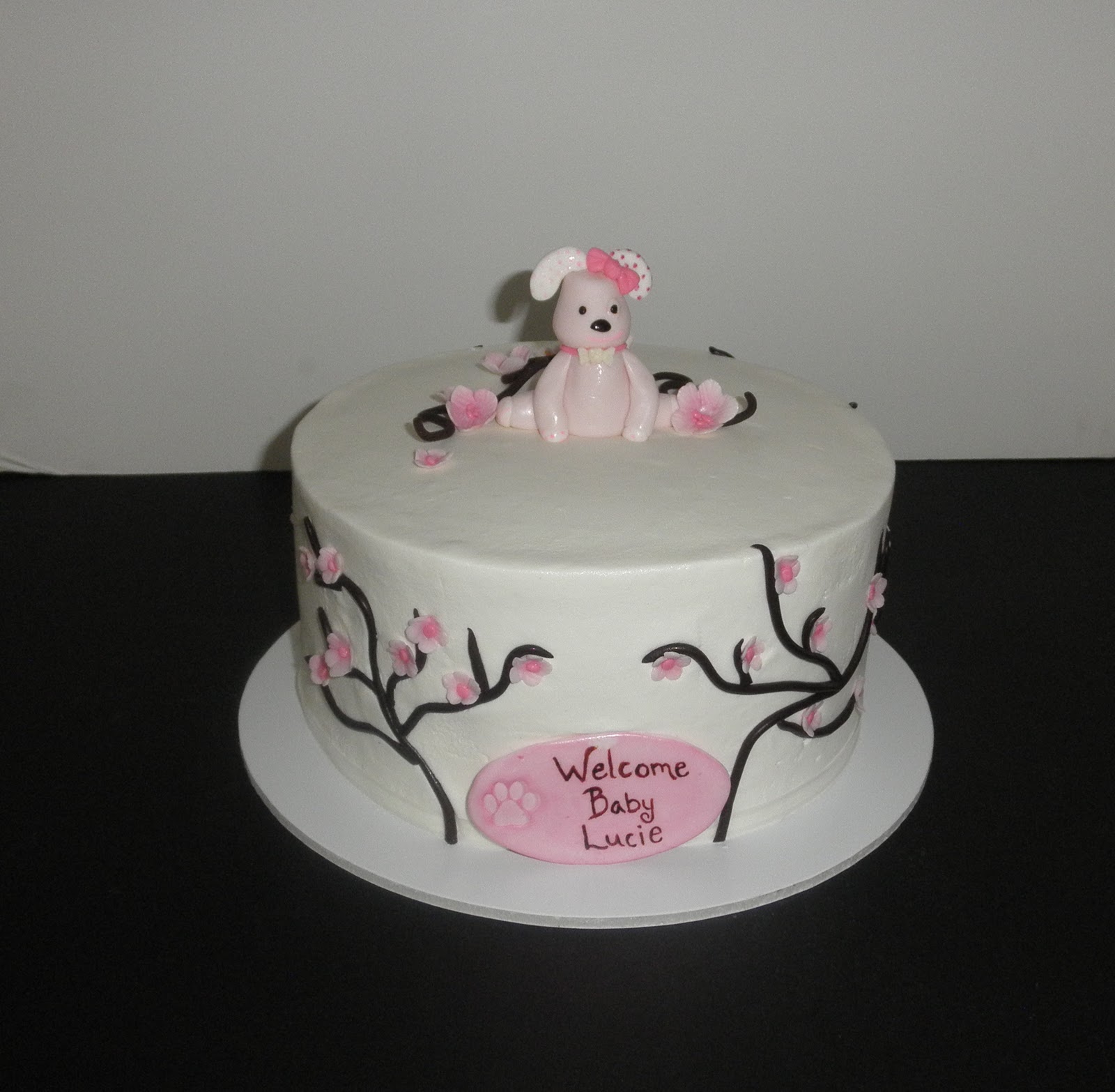 Sweet T s Cake Design Cherry Blossom Pink Puppy Baby Shower Cake