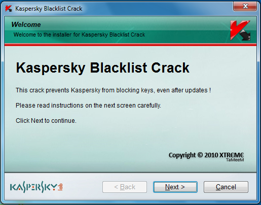 Kaspersky Blacklist Crack 2010 (All Versions)