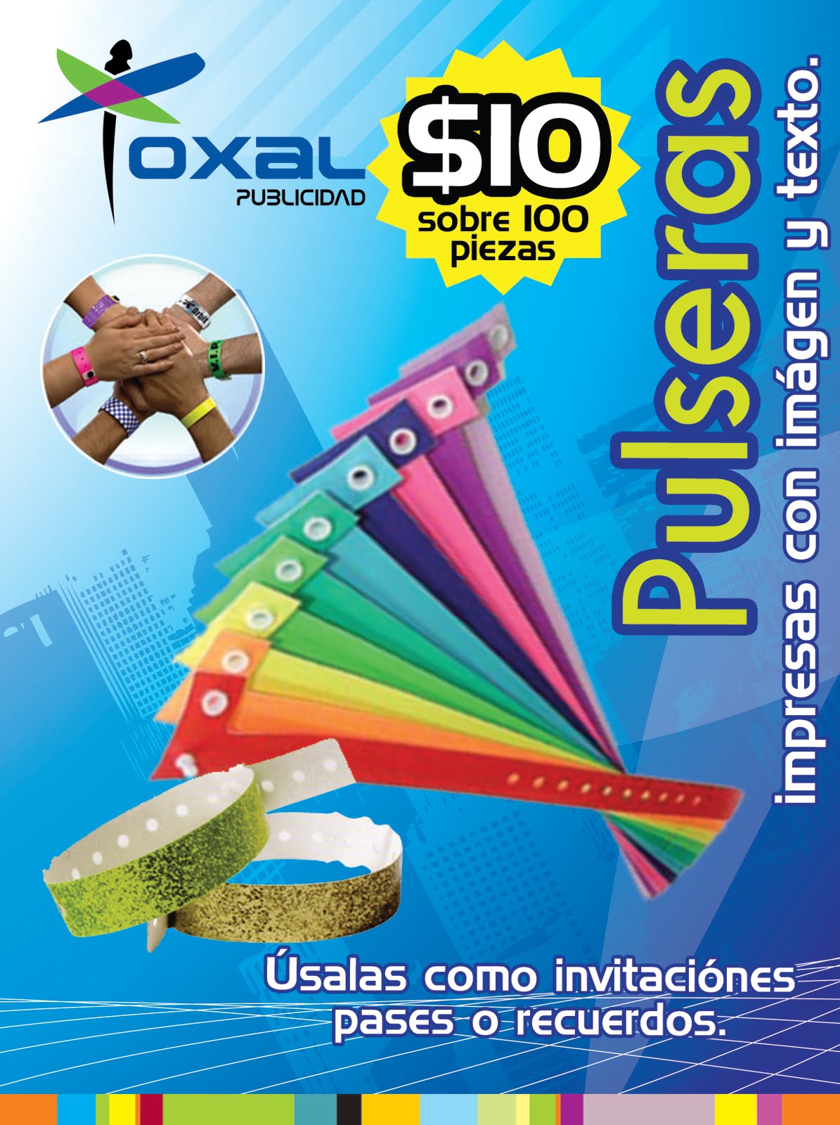 Pulseras Impresas. Excelentes para invitaciones de XV años