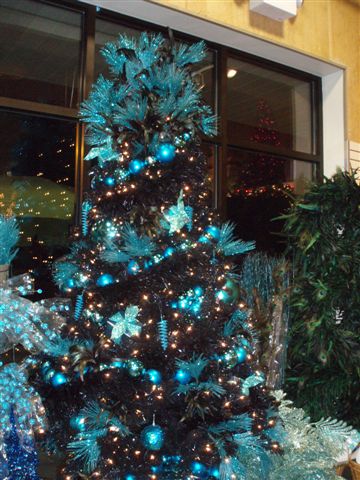 Black Tree with Teal Decor - taken by Karen