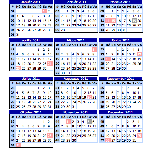 Gumimacik: 2011. évi munkanap áthelyezések