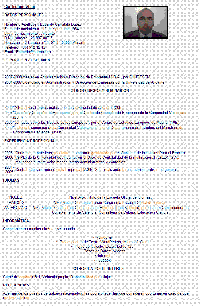 Curriculum Vitae Ejemplos