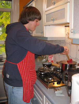 Nephew P in the kitchen