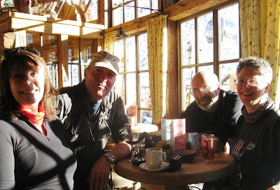 Our party of four indulging in apres ski