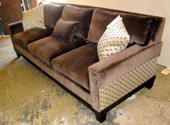 brown velvet sofa