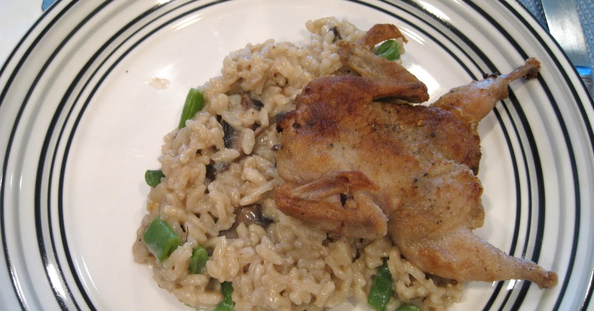 Pan Fried Quail with Mushroom Risotto