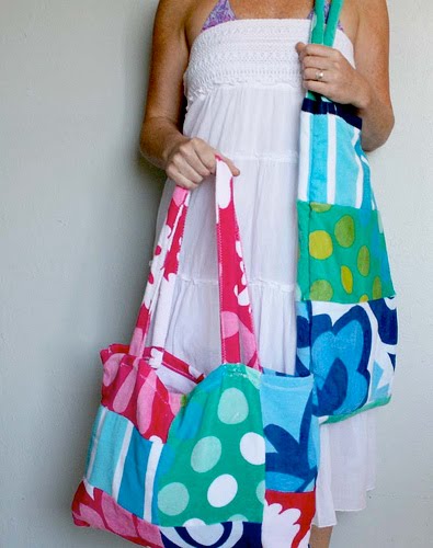 This tote bag is made from towels and is a super cool way to carry ...