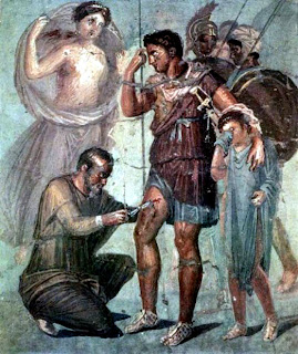 Aeneas wounded, wall painting from Pompeii (first century CE)